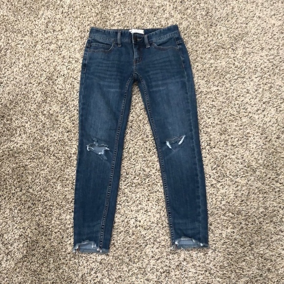 Free People Jeans Size 24 Low Rise Skinny Distressed Raw Hem Dark Blue - Picture 2 of 11